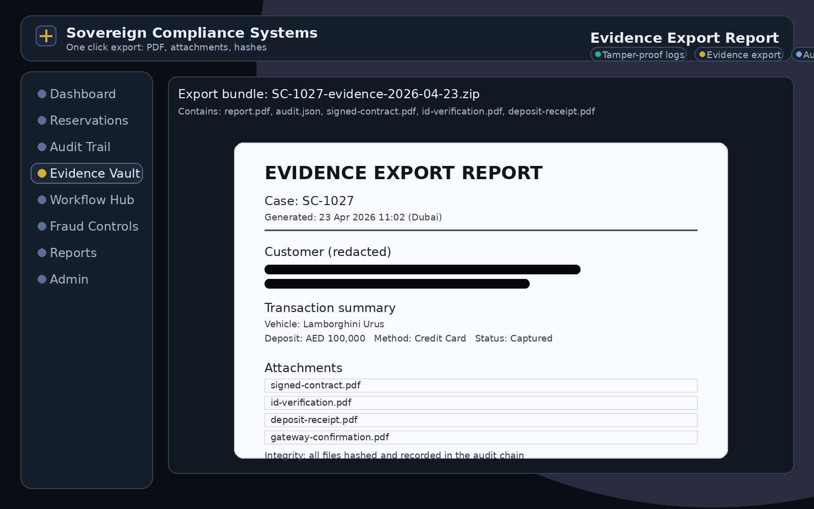 Evidence Export Report